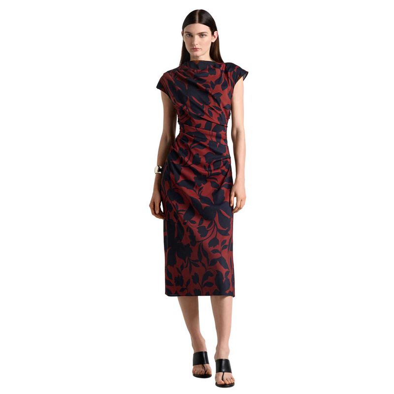 Cue Ink Stencil Floral Draped Midi Dress image number 0